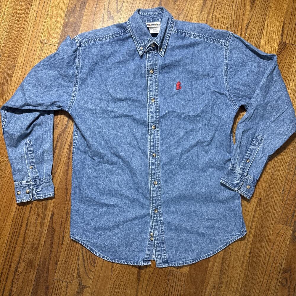 Vintage 90s Walt Disney World Mickey Mouse Denim Shirt Men’s S Embroidered C21